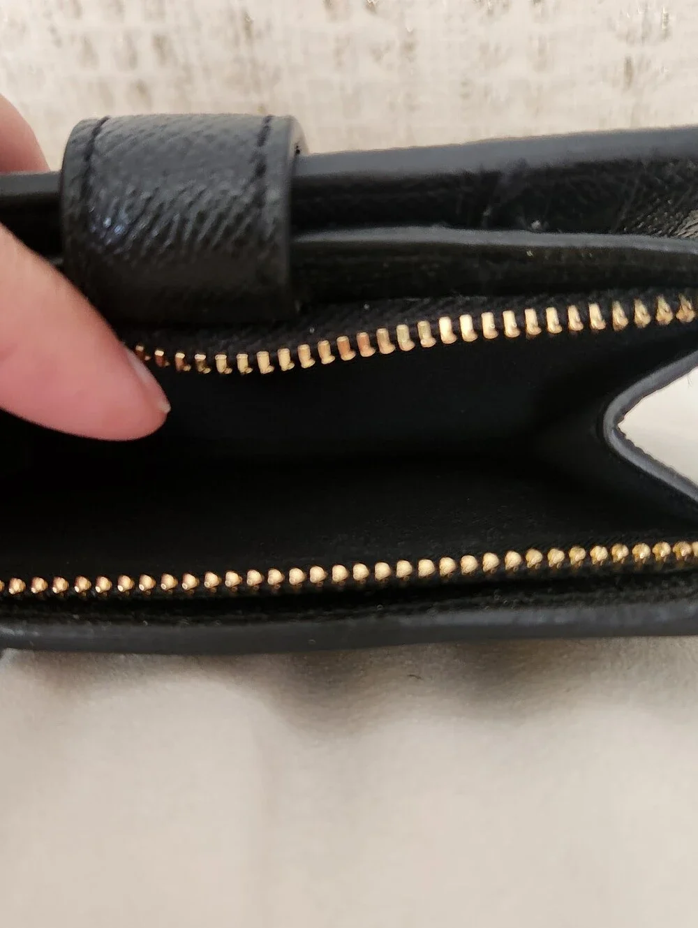 Coach Black Leather Snap Wallet with Gold Logo